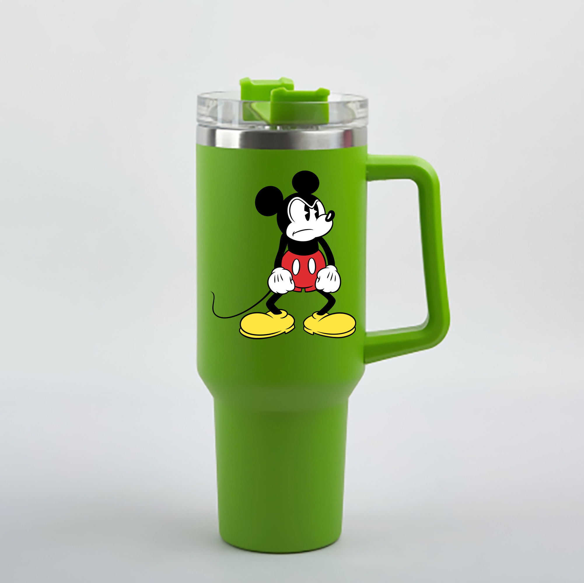 （画像用） ミッキーマウス Mickey Mouse 1200mL車用タンブラー - クリスタルステッカー（プラスチックストロー付き）